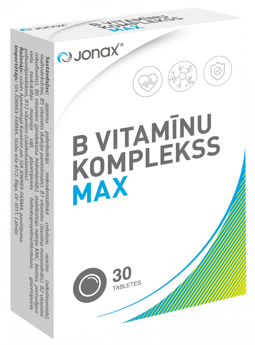 JONAX B Vitamīnu Komplekss Max tabletes, 30 gab. - 1