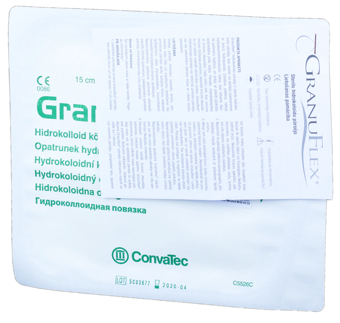 CONVATEC Granuflex 15 x 15 cm hidrokoloīds pārsējs, 1 gab. - 1
