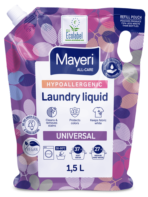 MAYERI Hipoalerģisks Universal Refill šķidrais veļas mazgāšanas līdzeklis, 1500 ml - 1