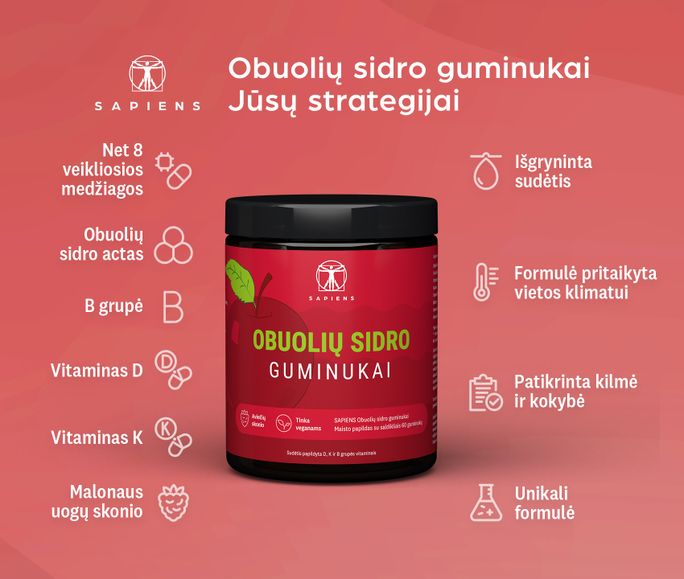 SAPIENS Obuolių Sidro guminukai, 60 vnt. - 2