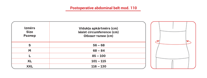 LAUMA MEDICAL 110 Izmērs L pēcoperāciju josta vēderam, 1 gab. - 4