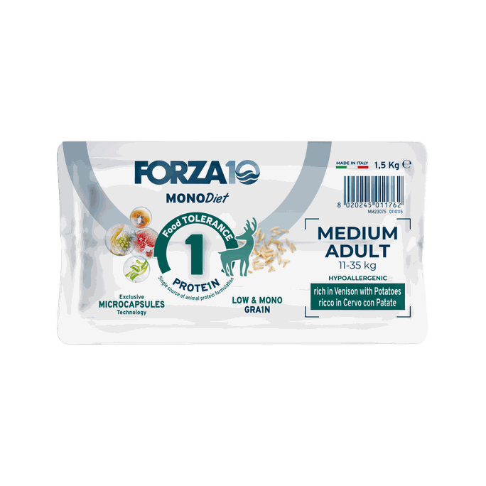 FORZA10 Monodiet Medium Adult Ar Briedi Un Kartupeļiem, Suņiem sausā barība, 1.5 kg - 3