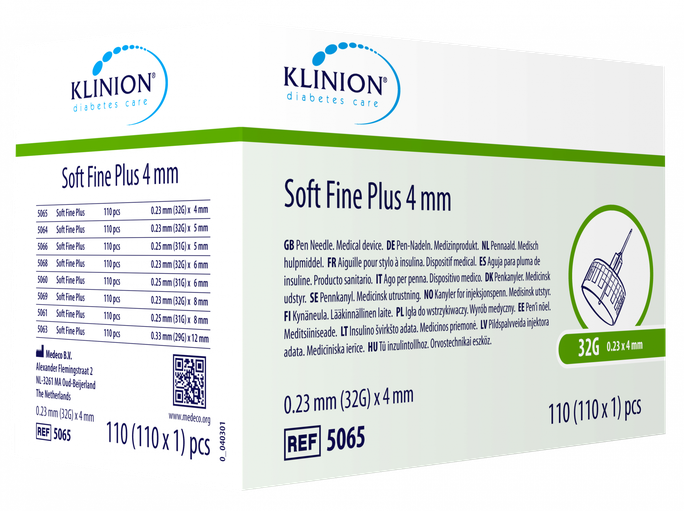 KLINION Pen needle 32G/0.23x4 mm insulīna adatas, 110 gab. - 2