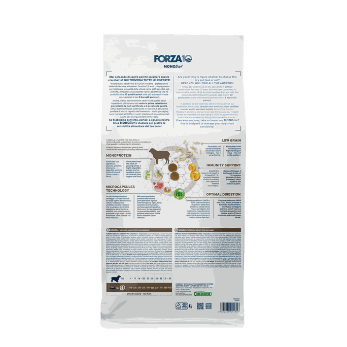 FORZA10 Monodiet Medium Adult Ar Jēru, Suņiem sausā barība, 12 kg - 2