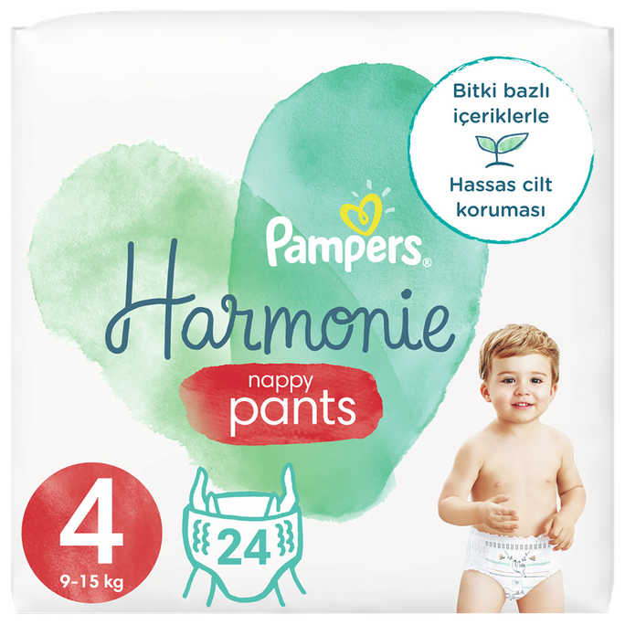 PAMPERS Harmonie Nappy Pants 4 (9-15 kg) autiņbiksītes, 24 gab. - 1