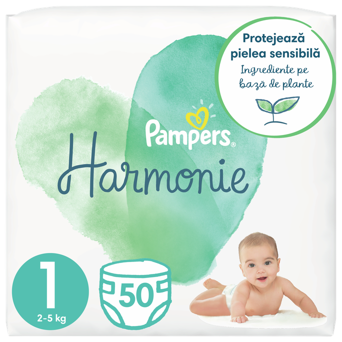 PAMPERS Harmonie 1 (2-5 kg) autiņbiksītes, 50 gab. - 1