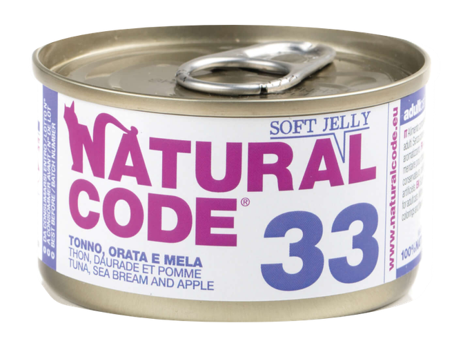 NATURAL CODE 33 Tuncis, Jūras karūsa, Āboli konservi kaķiem, 85 g - 1