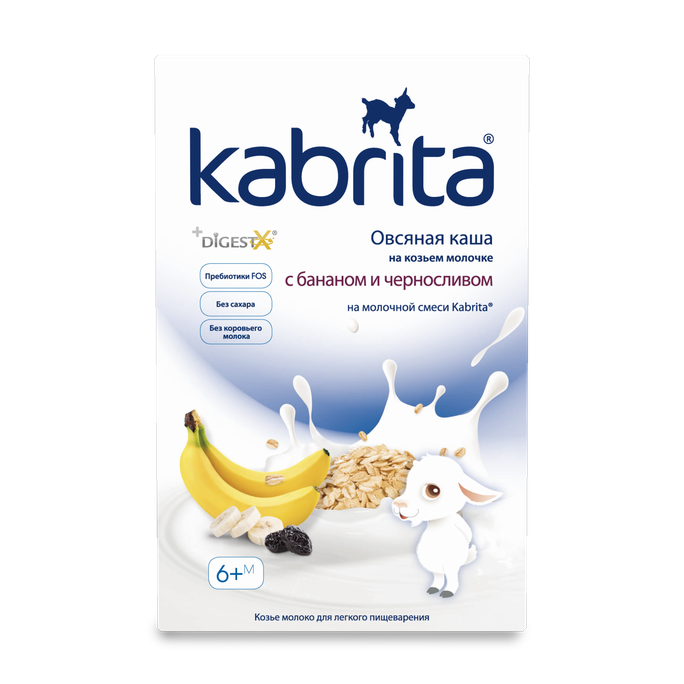 KABRITA Banāni un Žāvētas Plūmes auzu pārslu biezputra, 180 g - 1