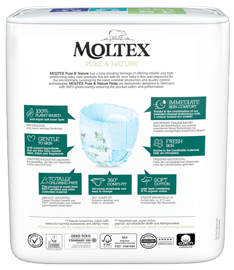 MOLTEX Eco Pure & Nature 4 Maxi (7-12 kg) biksītes, 22 gab. - 2