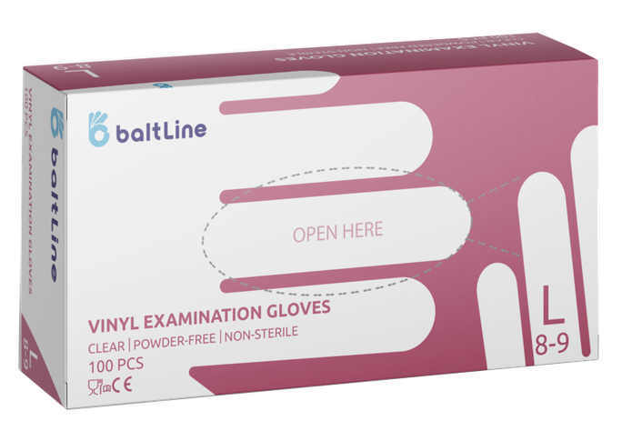 BALTLINE Izmērs L, vinila cimdi, 100 gab. - 1
