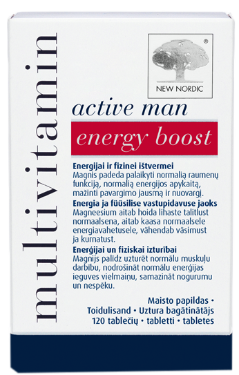 NEW NORDIC Multivitamin Active Man Energy Boost tabletes, 120 gab. - 1