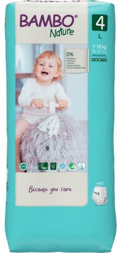 BAMBO NATURE Nature Tall (7-12 kg) Size 4 biksītes, 40 gab. - 1
