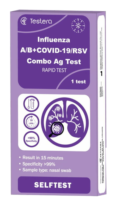 TESTERA A+B grip/Covid19/RSV ComboAg tests, 1 gab. - 1