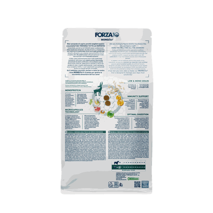 FORZA10 Monodiet Medium Adult Ar Briedi Un Kartupeļiem, Suņiem sausā barība, 1.5 kg - 2