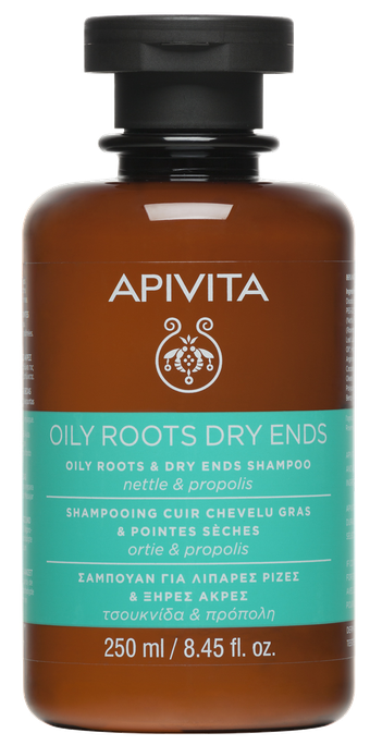 APIVITA Oily Roots & Dry Ends, Nettle & Propolis šampūns, 250 ml - 1
