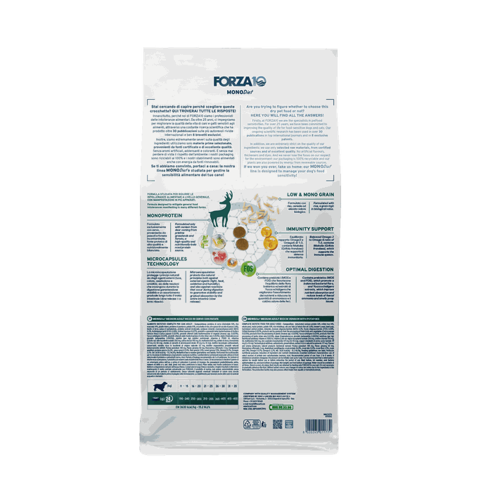 FORZA10 Monodiet Medium Adult Ar Briedi Un Kartupeļiem, Suņiem sausā barība, 12 kg - 2