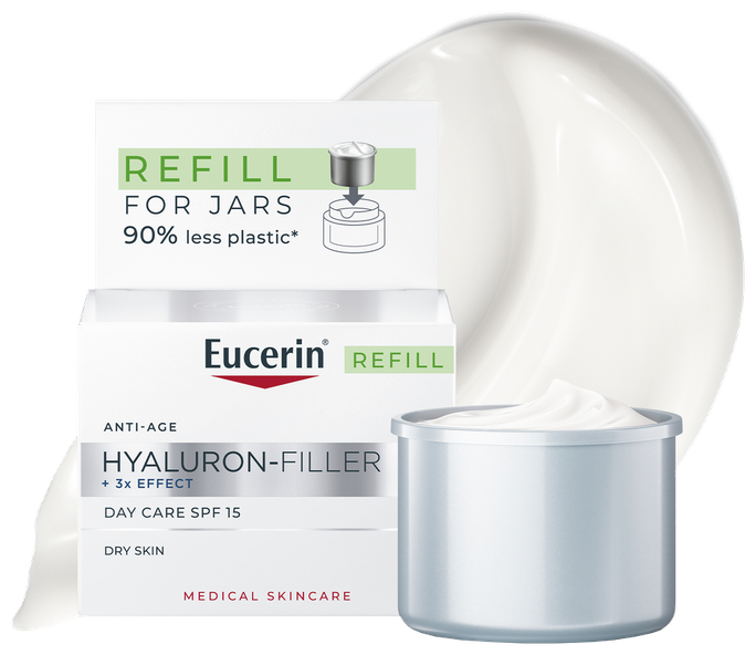 EUCERIN Hyaluron-Filler +3x Effect SPF 15 (Refill) Sausai Ādai sejas krēms, 50 ml - 1