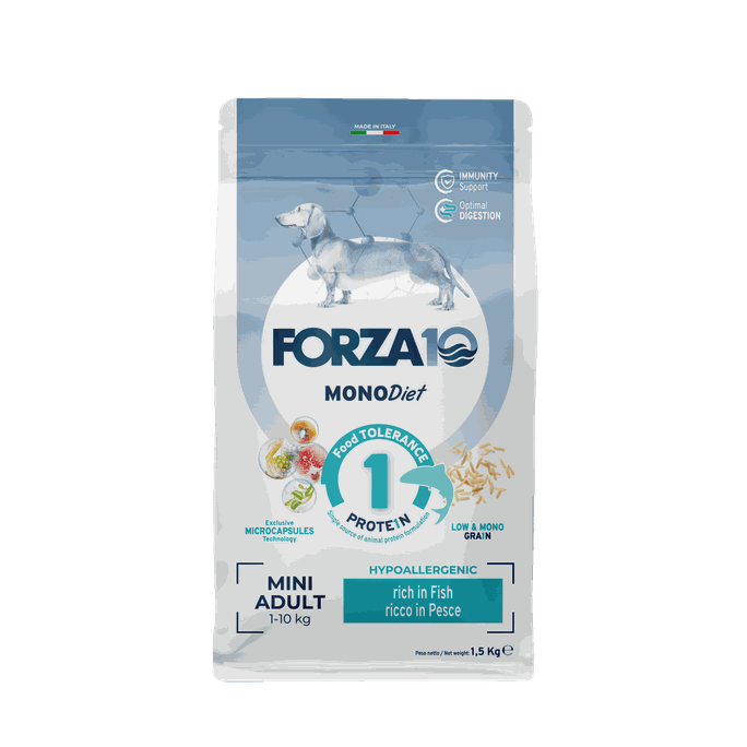 FORZA10 Monodiet Mini Adult Ar Zivi, Suņiem sausā barība, 1.5 kg - 1