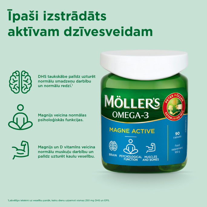 MOLLERS Omega-3 Magne Active kapsulas, 90 gab. - 2