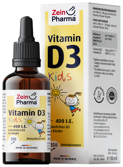 ZEINPHARMA Vitamin D3 Kids 400 SV šķidrums, 10 ml - 1