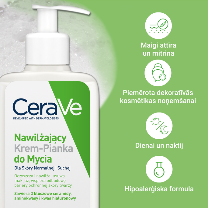 CERAVE Moisturising With Ceramides attīrošs krēms, 236 ml - 3