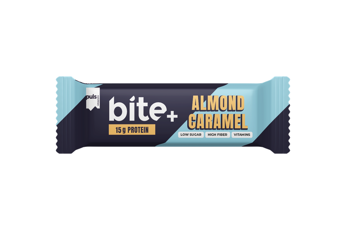 PULS NUTRITION Bite+ Almond Caramel Protein batoniņš, 50 g - 1