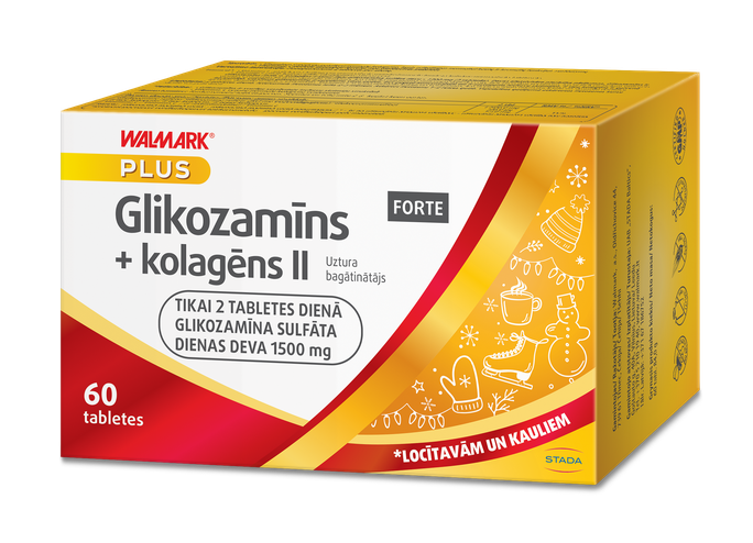 WALMARK Glikozamīns Forte + kolagēns II tabletes, 60 gab. - 1