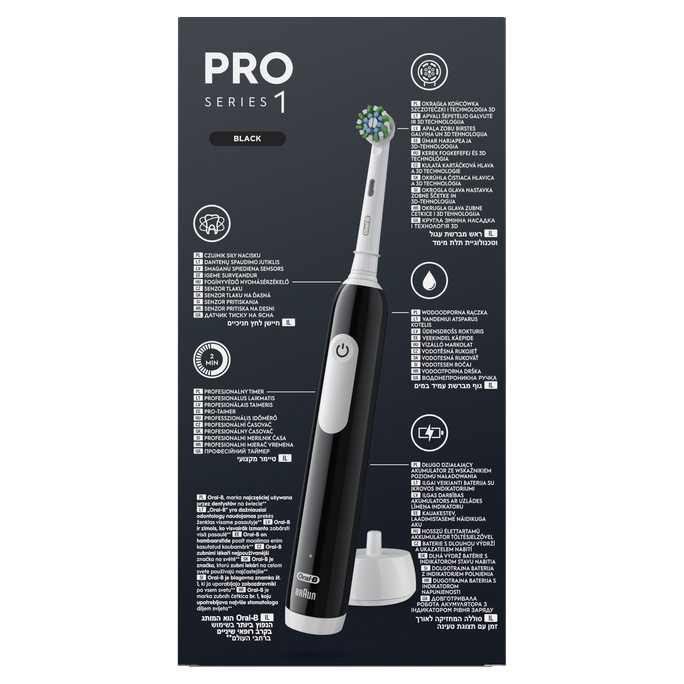 ORAL-B Pro 1 Black ar ceļojumu futrāli elektriskā zobu birste, 1 gab. - 3