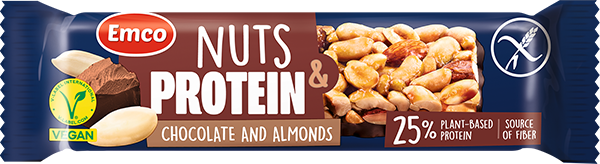 EMCO Chocolate And Almonds Nuts & Protein batoniņš, 40 g - 1