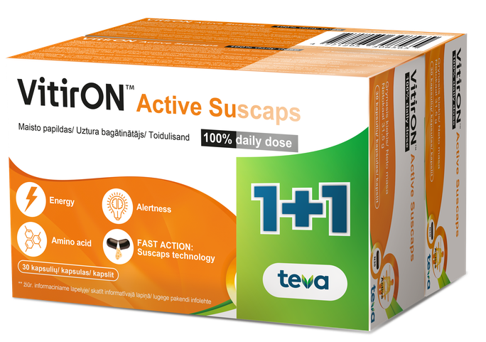 VITIRON Active Suscaps 100% Daily Dose (1+1) kapsulas, 1 gab. - 1