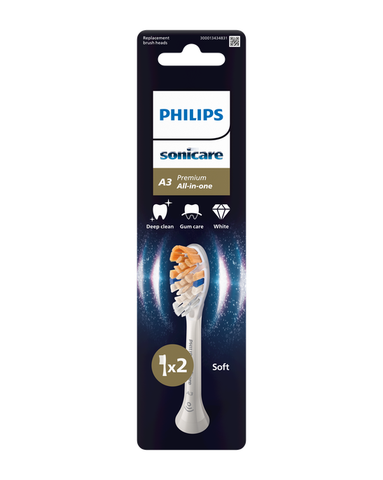 PHILIPS Sonicare Premium All-in-One (balti) elektriskās zobu birstes uzgaļi, 2 gab. - 1