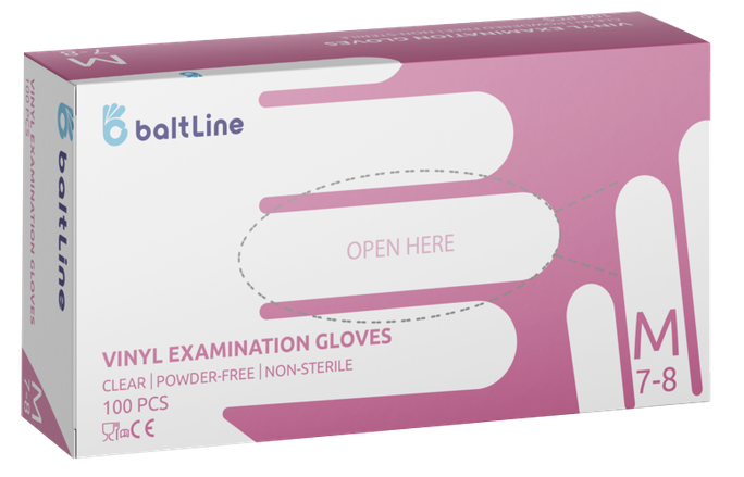 BALTLINE Izmērs M, vinila cimdi, 100 gab. - 1