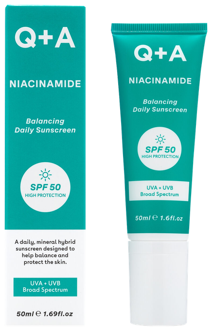 Q+A Niacinamide Balancing SPF50 saules aizsarglīdzeklis, 50 ml - 1