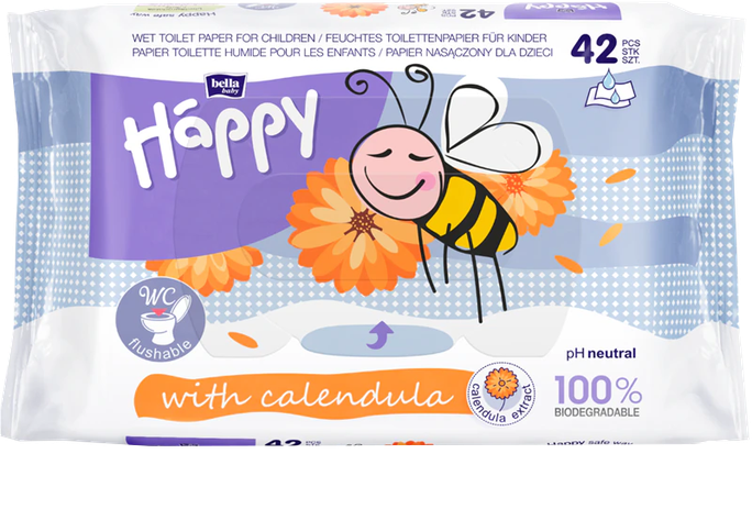 HAPPY Calendula WC mitrais tualetes papīrs, 42 gab. - 1