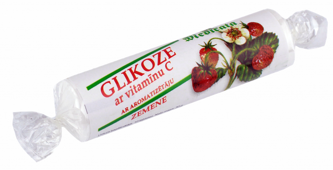 GLIKOZE ar zemeņu garšu tabletes, 10 gab. - 1