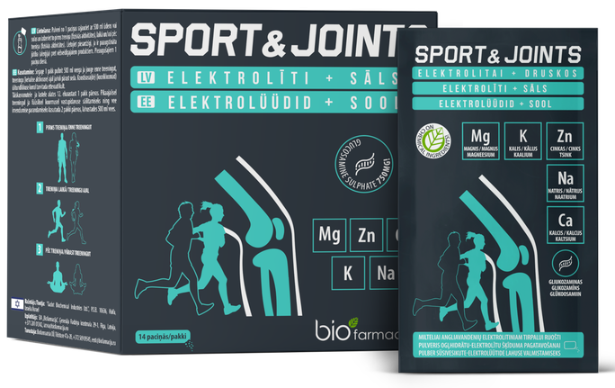 BIOFARMACIJA Bio Magnijs + Bio Kālijs, Elektrolīti Sport & Joint pulveris, 14 gab. - 1