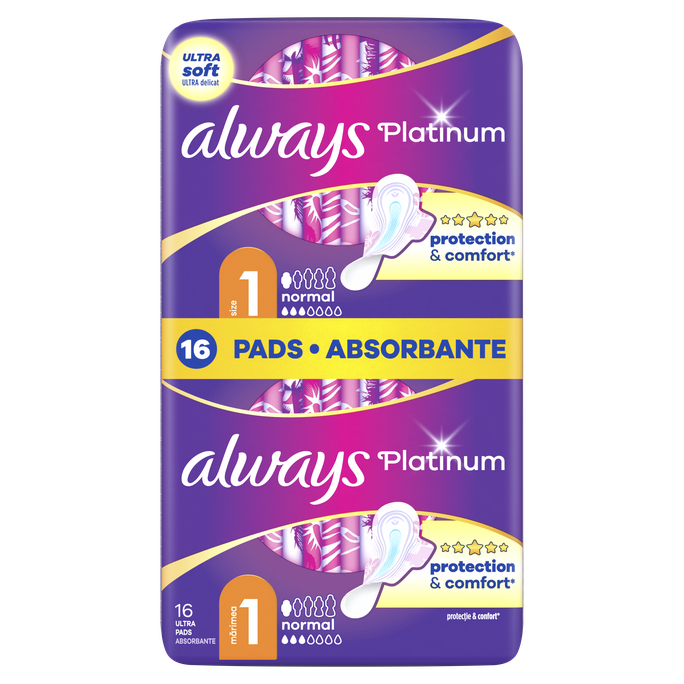 ALWAYS Platinum Normal, S1 higiēniskās paketes, 16 gab. - 1