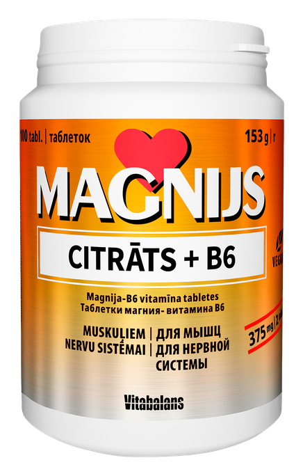 VITABALANS Magnijs Citrāts + B6 tabletes, 100 gab. - 1