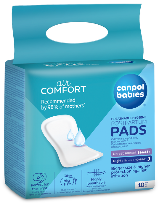CANPOL Babies Night 38x19 cm pēcdzemdību higiēniskie ieliktņi, 10 gab. - 1