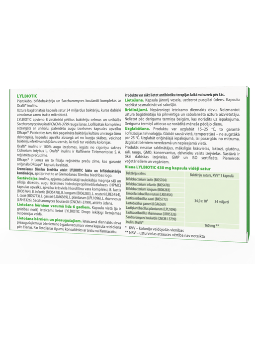 LYL BIOTIC kapsulas, 14 gab. - 2