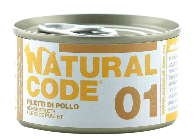 NATURAL CODE 01 Vistas fileja konservi kaķiem, 85 g - 1