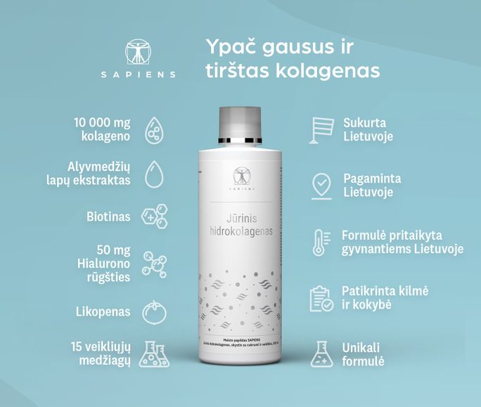 SAPIENS jūrinis hidrokolagenas skystis, 500 ml - 2