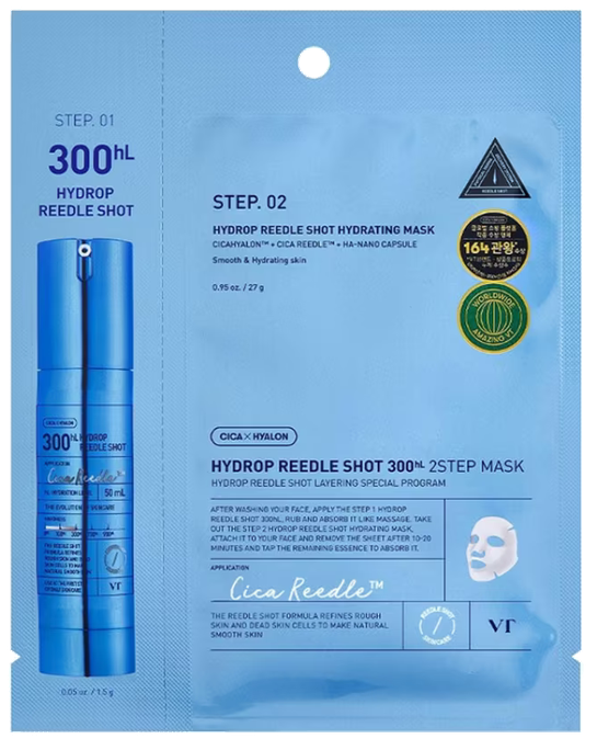 VT COSMETICS Hydrop Reedle Shot 300hL 2-Step auduma sejas maska, 1 gab. - 1
