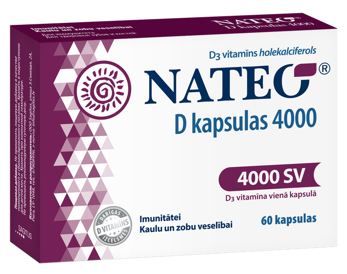 NATEO D 4000 kapsulas, 60 gab. - 1