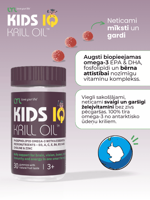 LYL KIDS IQ Krill Oil, košļājamas pastilas ar augļu garšu, 30 gab. - 4