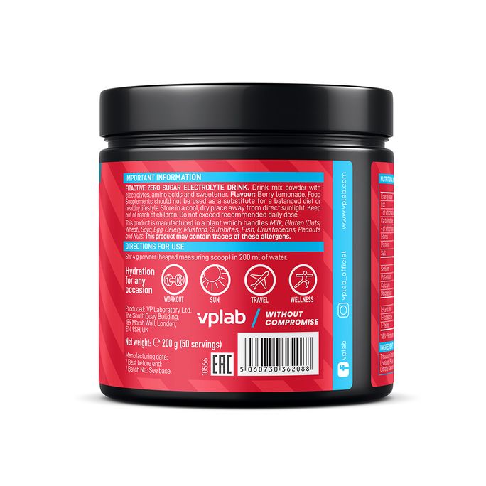 VPLAB FitActive Zero Lemonade pulveris, 200 g - 2