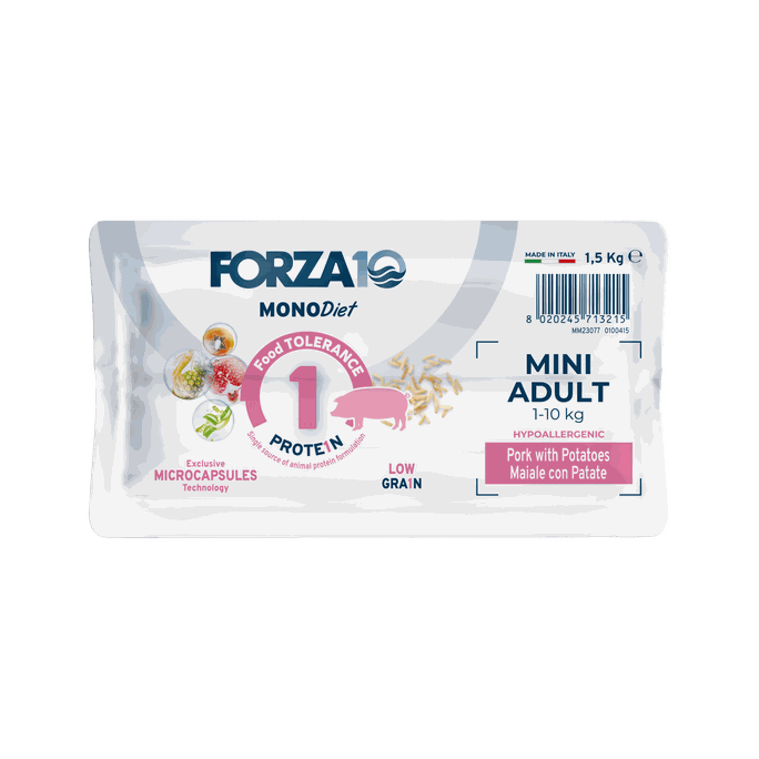 FORZA10 Monodiet Mini Adult Ar Cūku Un Kartupeļiem, Suņiem sausā barība, 1.5 kg - 3