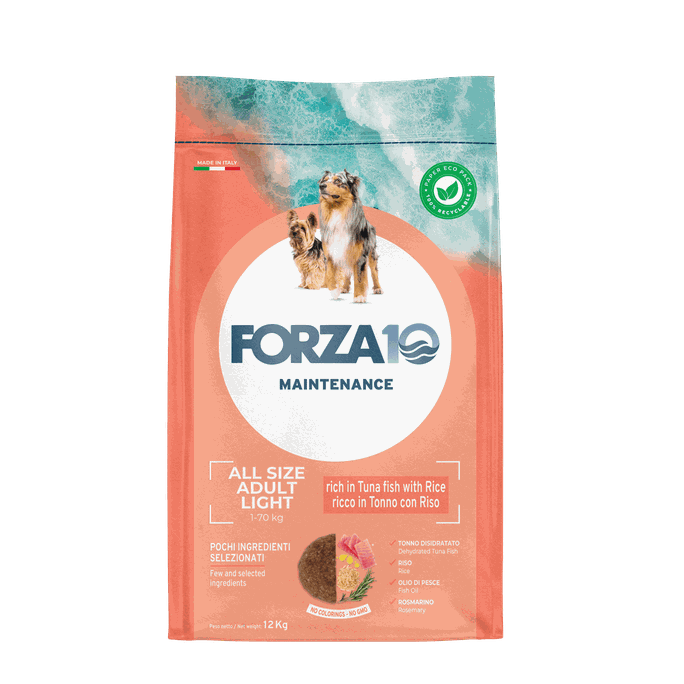 FORZA10 Maintenance Adult All Size Light Ar Tunci Un Rīsiem, Suņiem sausā barība, 12 kg - 1