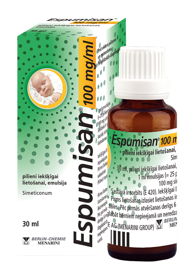 ESPUMISAN 100 mg/ml pilieni, 30 ml Piegāde visā Latvijā Mēness aptieka